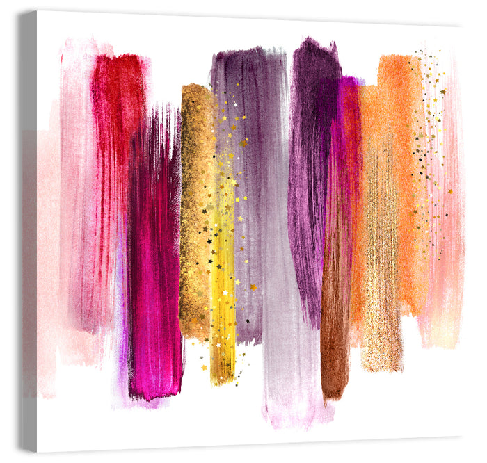 Fuchsia and Gold Brush Strokes Wall Art as a canvas print