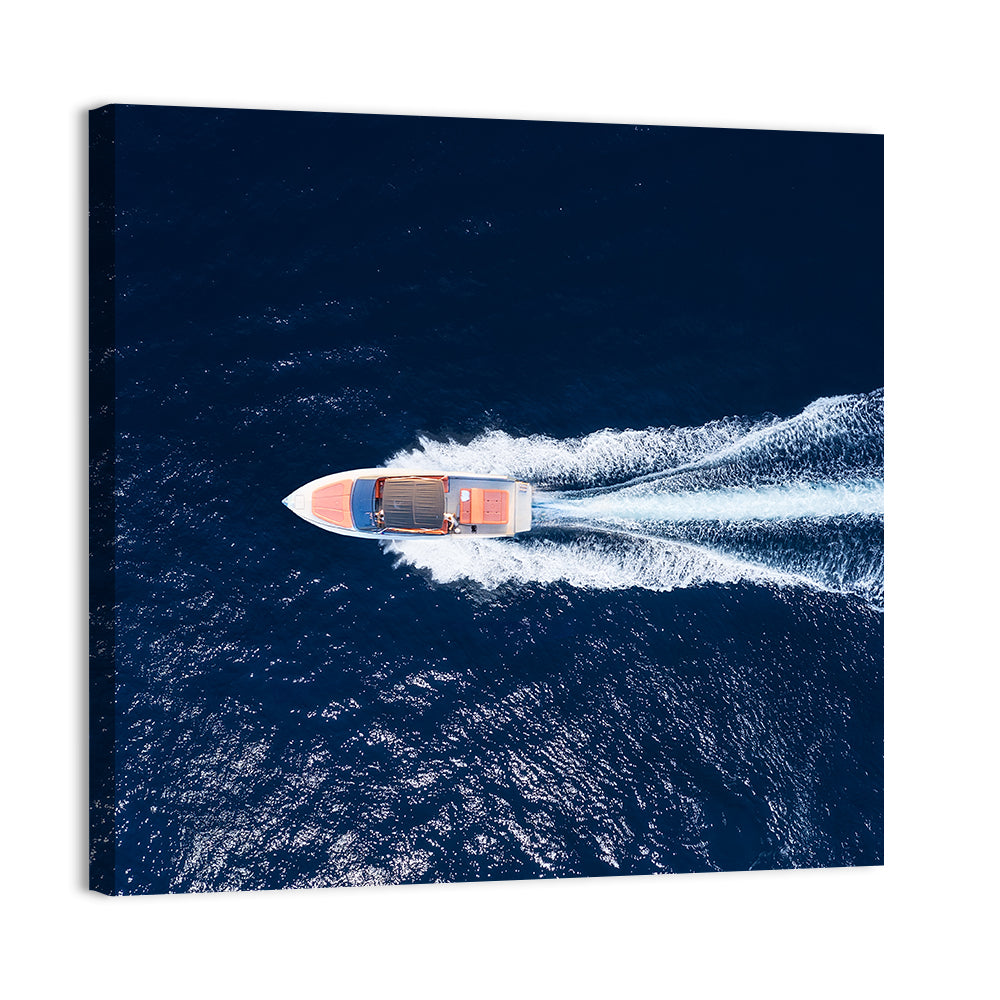 Sleek Speedboat Over Navy Sea Wall Art