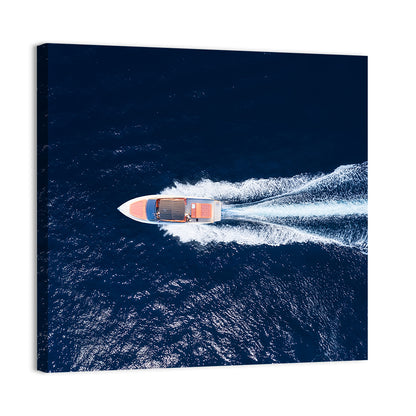Sleek Speedboat Over Navy Sea Wall Art