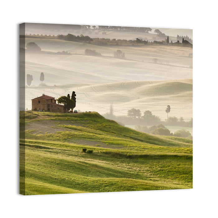 Foggy Tuscany Wall Art as a canvas print