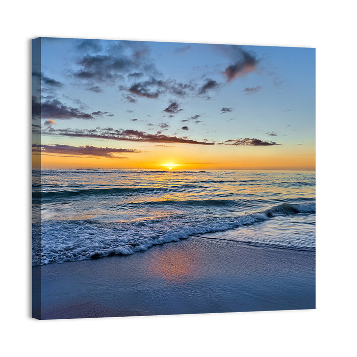 Foamy Waves at Golden Sunset Wall Art as a canvas print