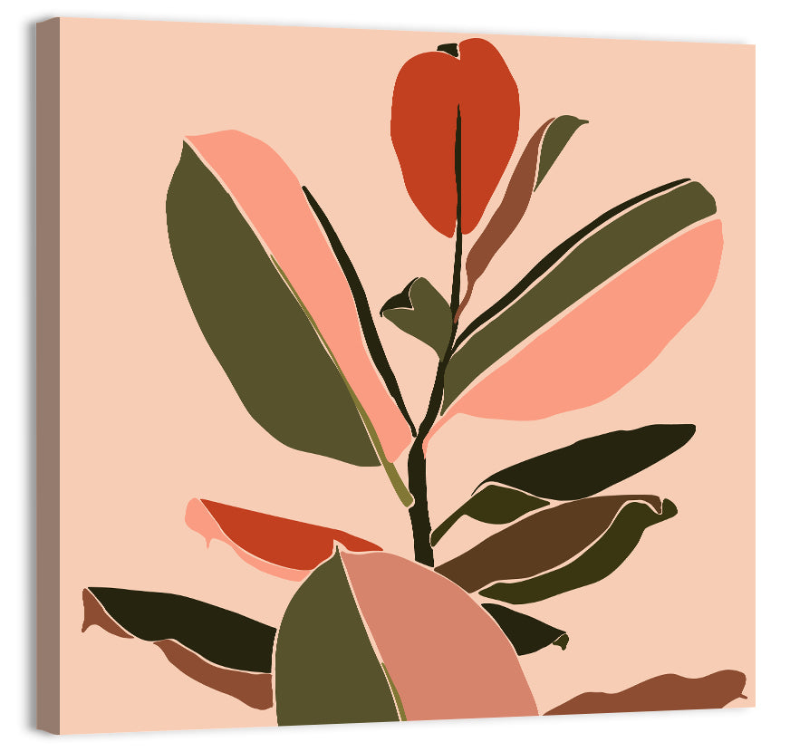 Ficus Leaves Silhouette Wall Art, canvas print, square