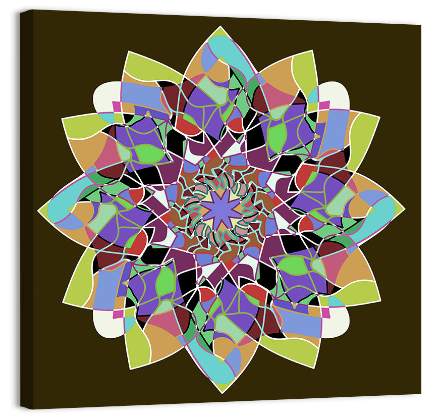 Dahlia Mandala Wall Art, canvas print, square