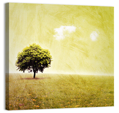 Grunge Tree in Meadow Wall Art