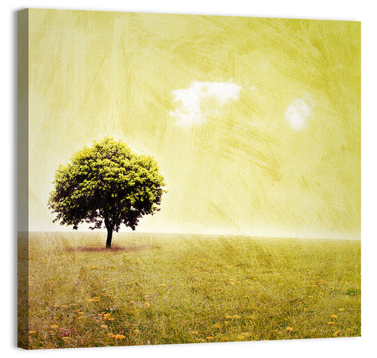 Grunge Tree in Meadow Wall Art