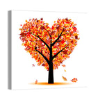 Autumn Heart Tree Illustration Wall Art