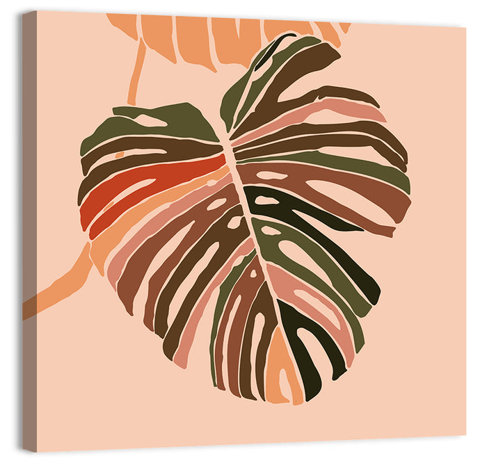 Monstera Leaf Abstract Wall Art as a canvas print