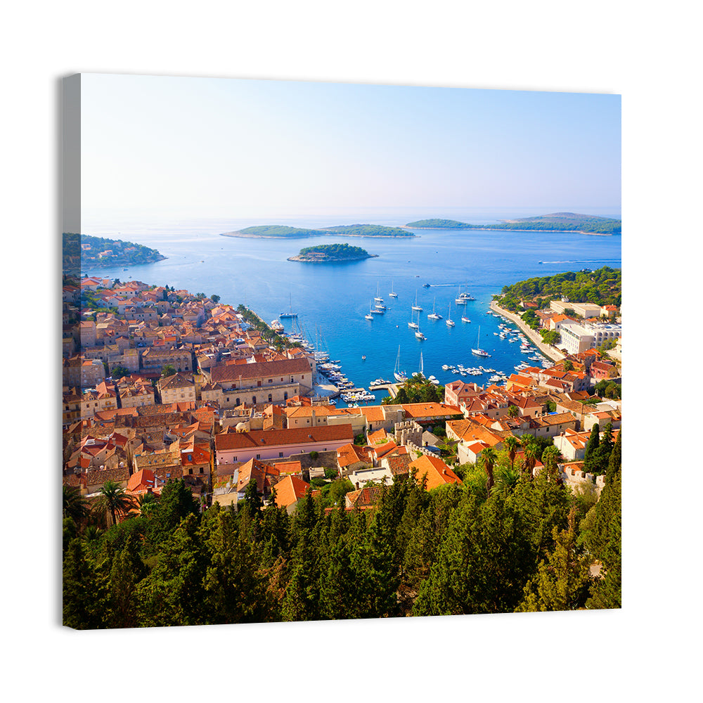 Hvar Harbor Aerial View Wall Art