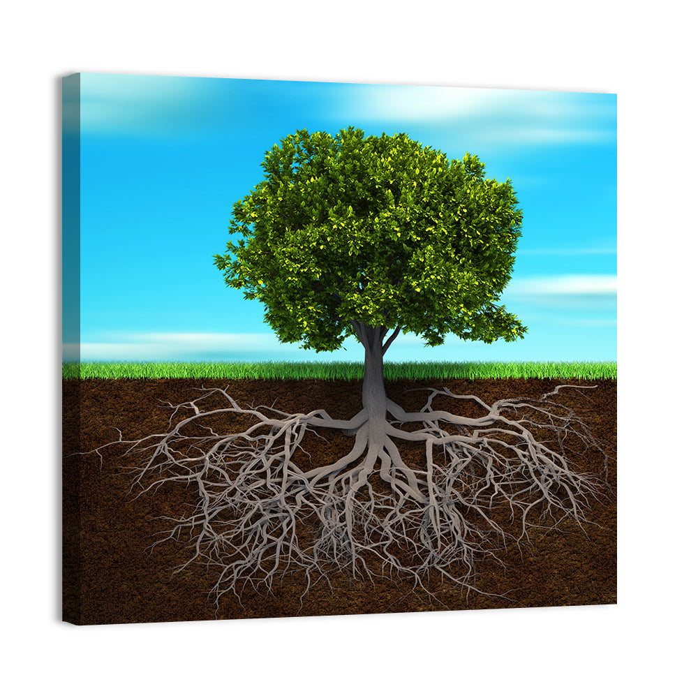 Tree Roots Cross-section Illustration Wall Art