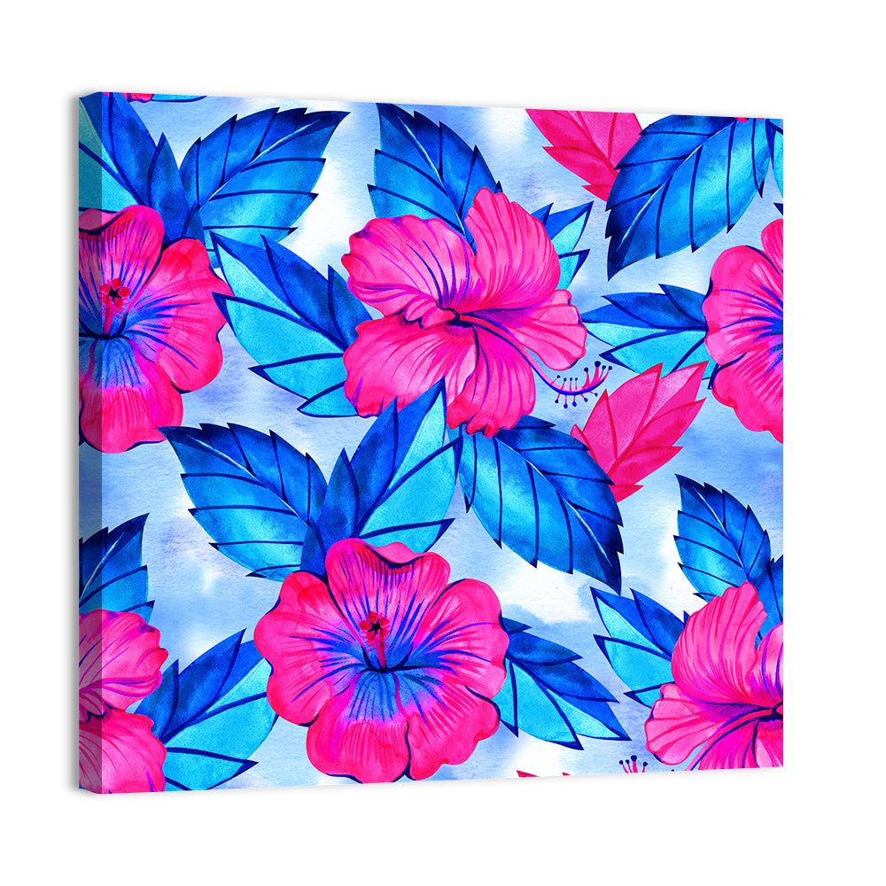 Tropical Hibiscus Pattern Wall Art
