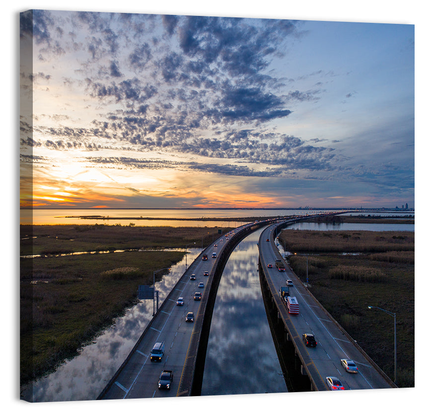 Mobile Bay Bridge at Sunset Wall Art