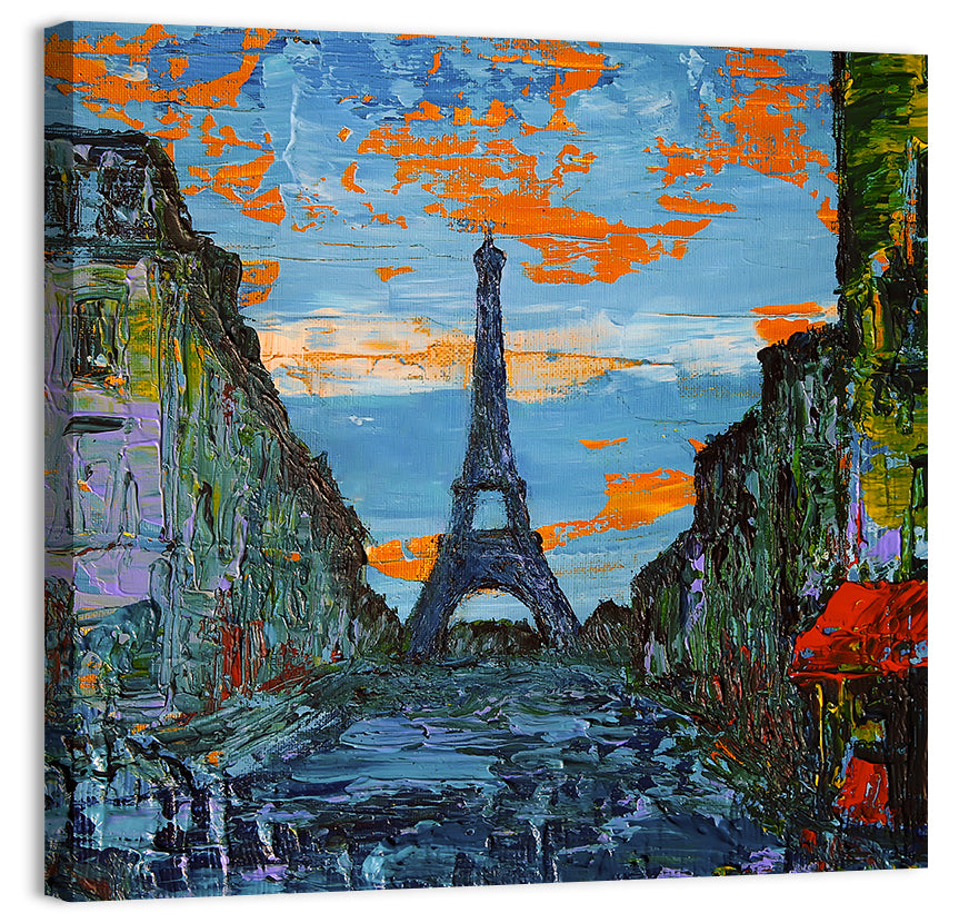 Paris Dusk Street, Eiffel Tower Wall Art