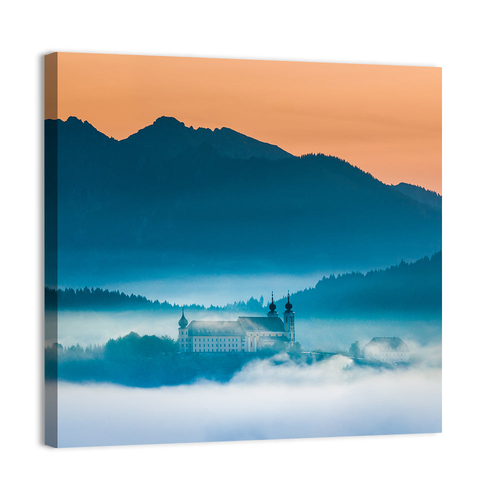 Benediktbeuern Abbey in Morning Fog Wall Art