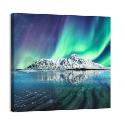 Aurora Over Skagsanden Beach Wall Art