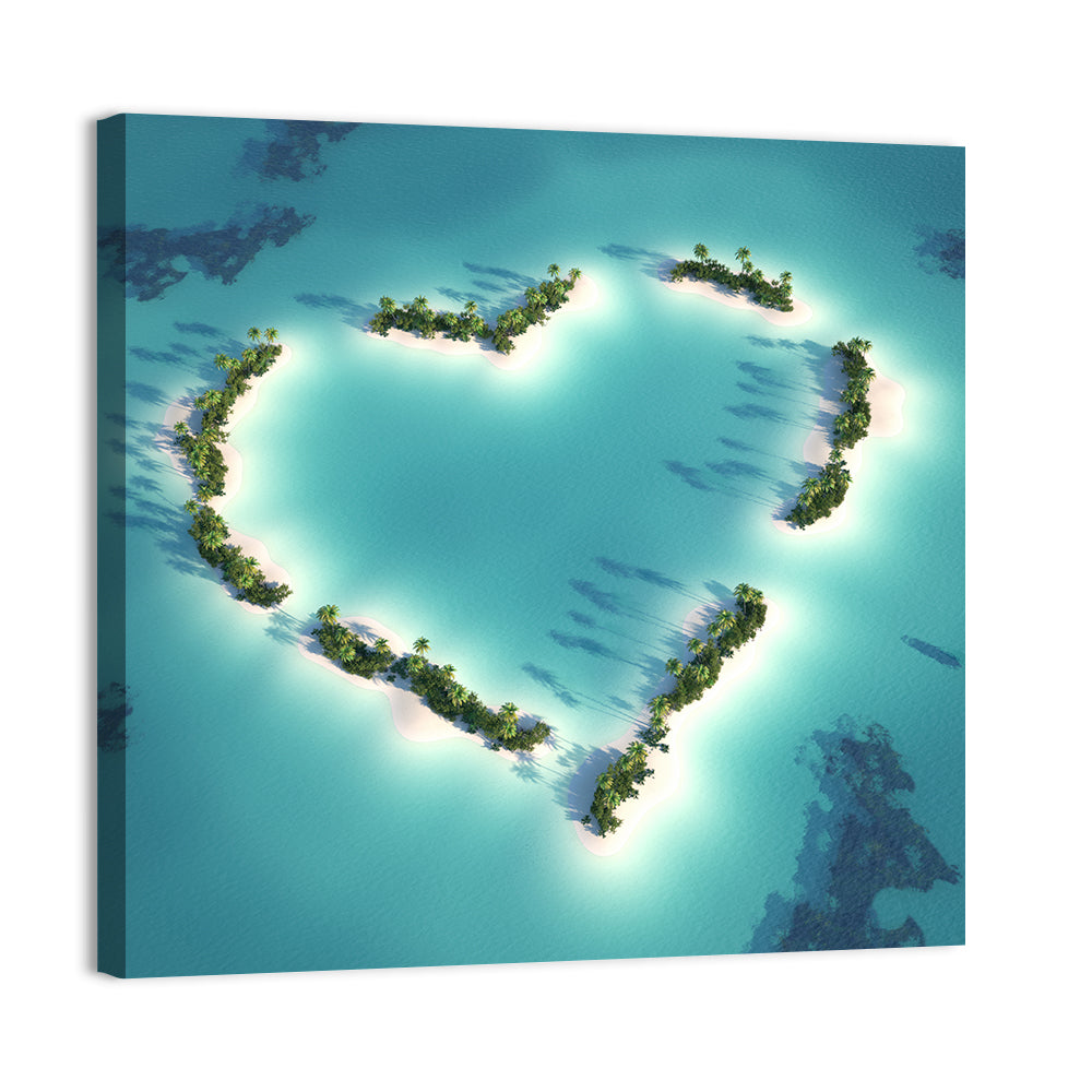 Turquoise Heart-shaped Island Wall Art