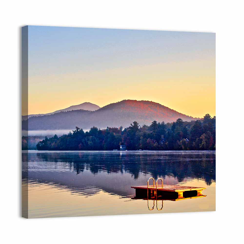 Lake Placid Dock at Dawn Wall Art