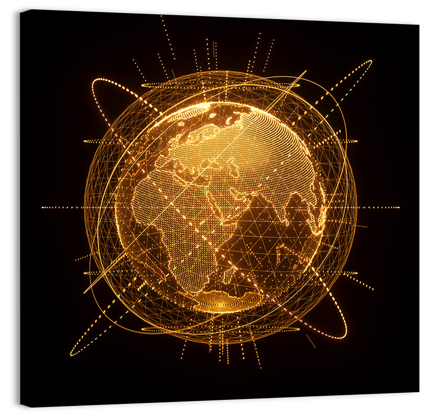 Golden Hologram Globe Wall Art