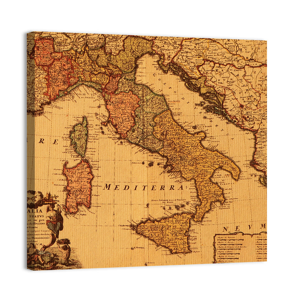 Antique Italian Map Wall Art