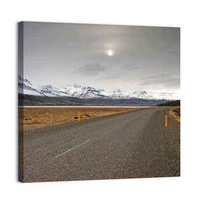 Icelandic Road to Snow-capped Mountains Wall Art
