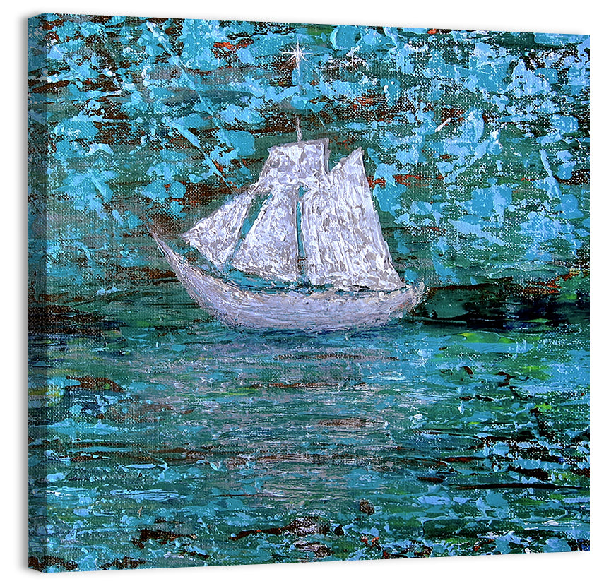 White Sailboat Reflection Wall Art