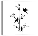 Three Birds on Branch Silhouette Wall Art