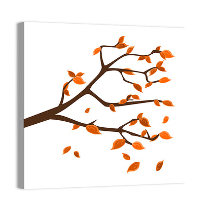 Golden Winter Leaves Illustration Wall Art