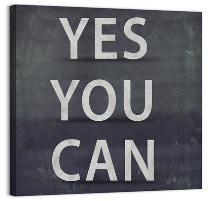 Yes You Can Chalkboard Typography Wall Art