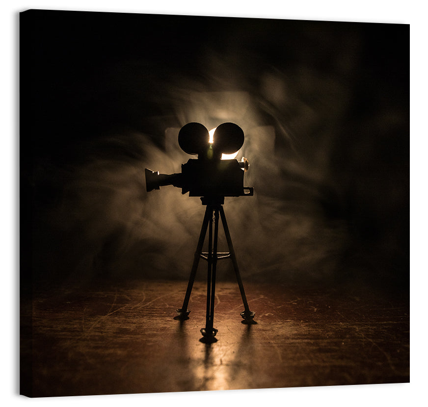 Backlit Vintage Movie Camera Wall Art
