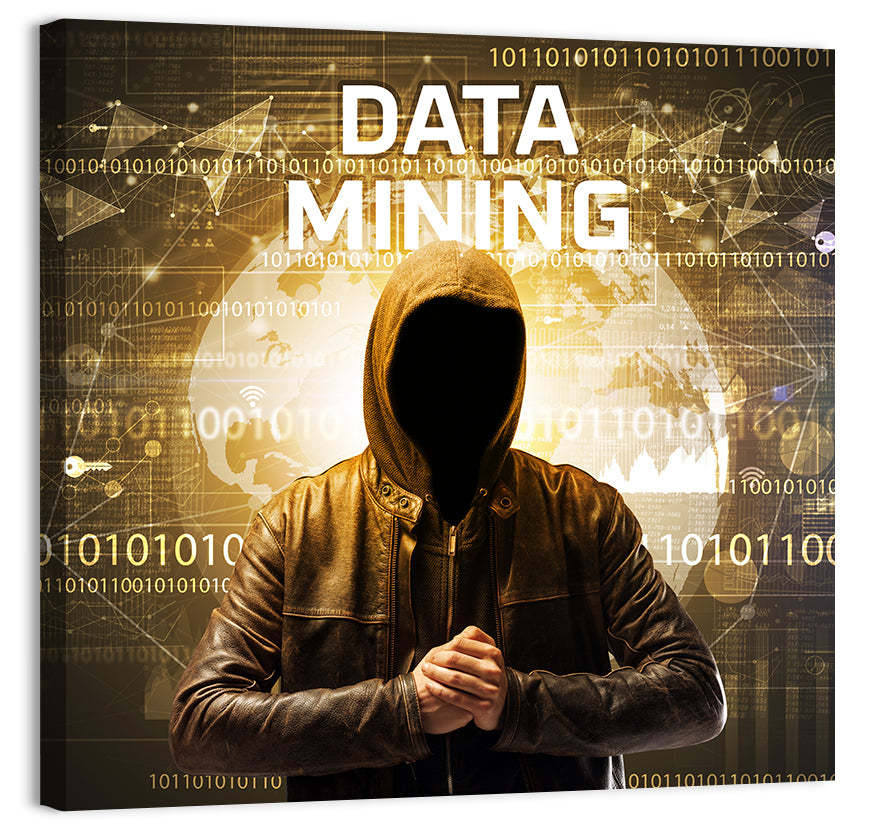 Hooded Hacker Data Mining Concept Wall Art