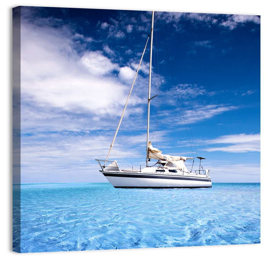 Furled Sails Over Turquoise Water Wall Art