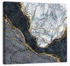 Black Stream Golden Veins Abstract Wall Art
