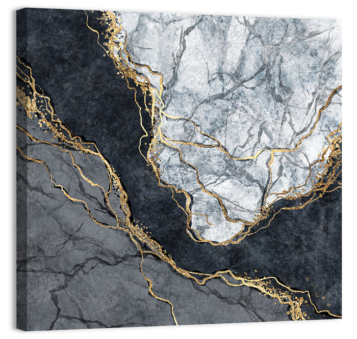 Black Stream Golden Veins Abstract Wall Art as a canvas print