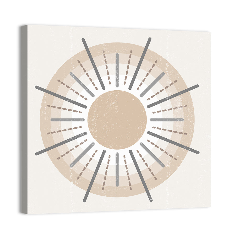 Textured Boho Sunburst Wall Art, canvas print, square