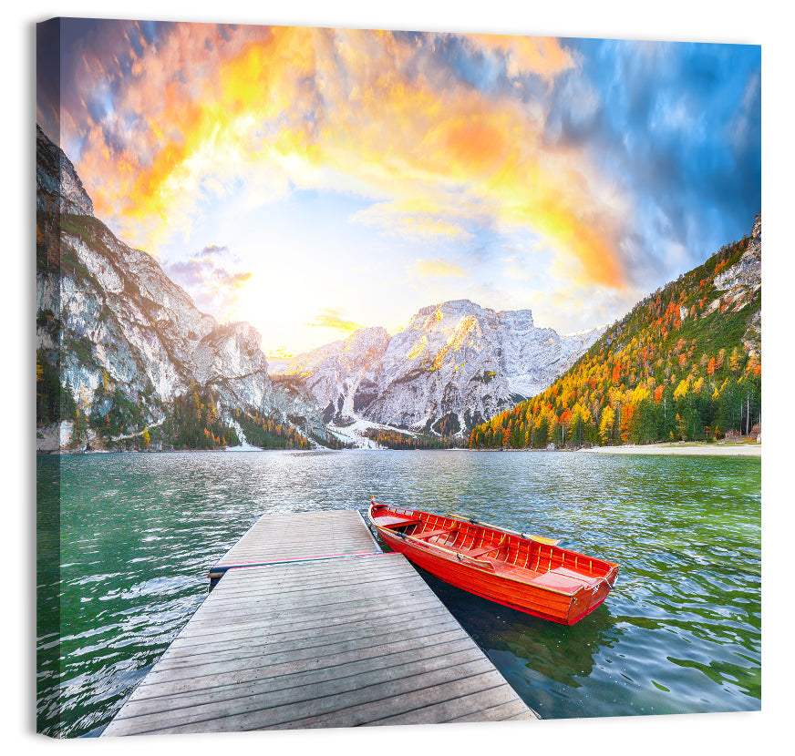 Pier at Lago Di Braies Wall Art