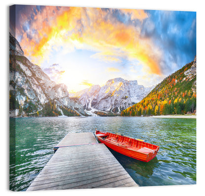 Pier at Lago Di Braies Wall Art