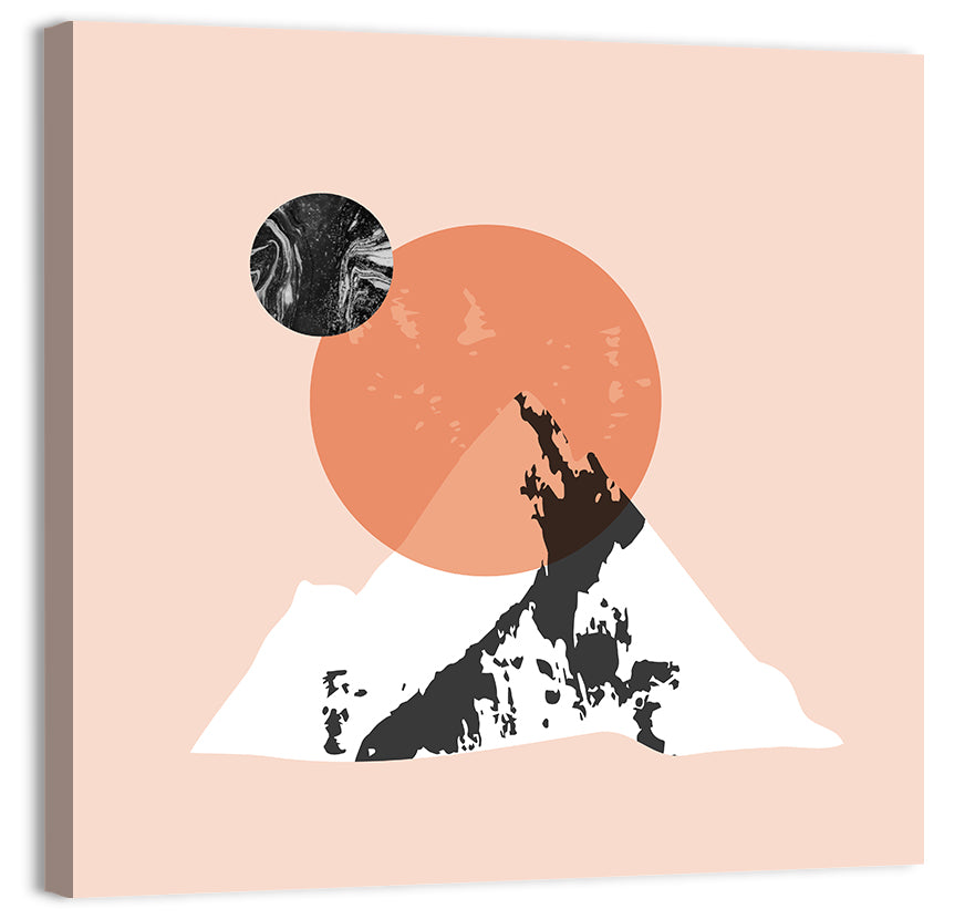 Abstract Mountain Sun and Moon Wall Art