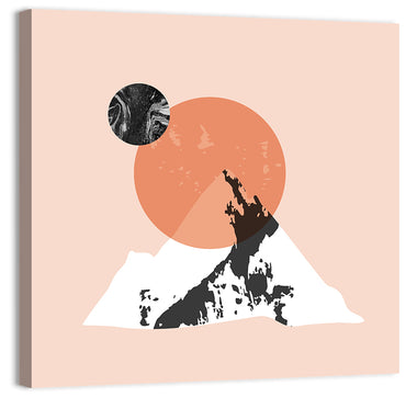Abstract Mountain Sun and Moon Wall Art