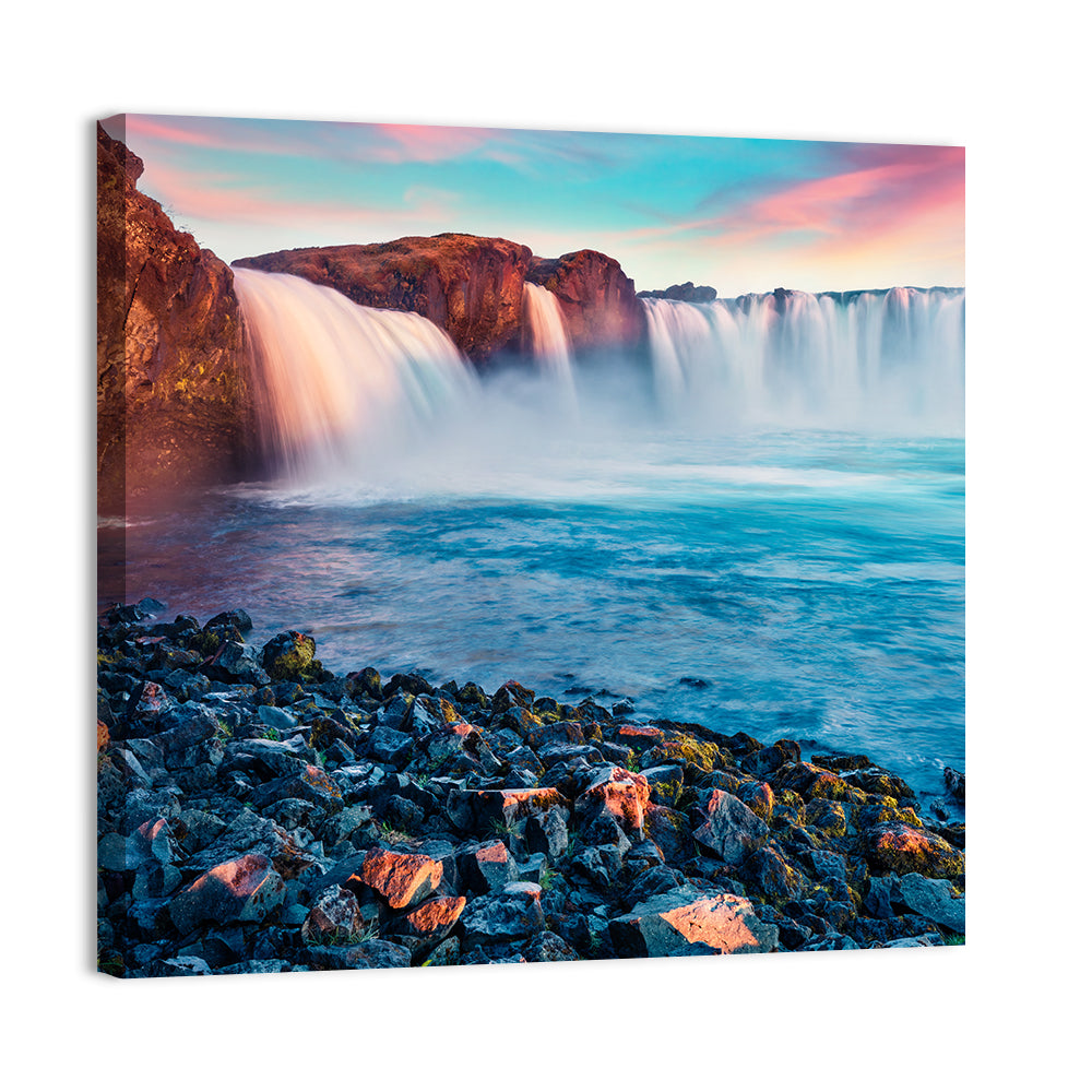 Goðafoss Waterfall at Sunset Wall Art