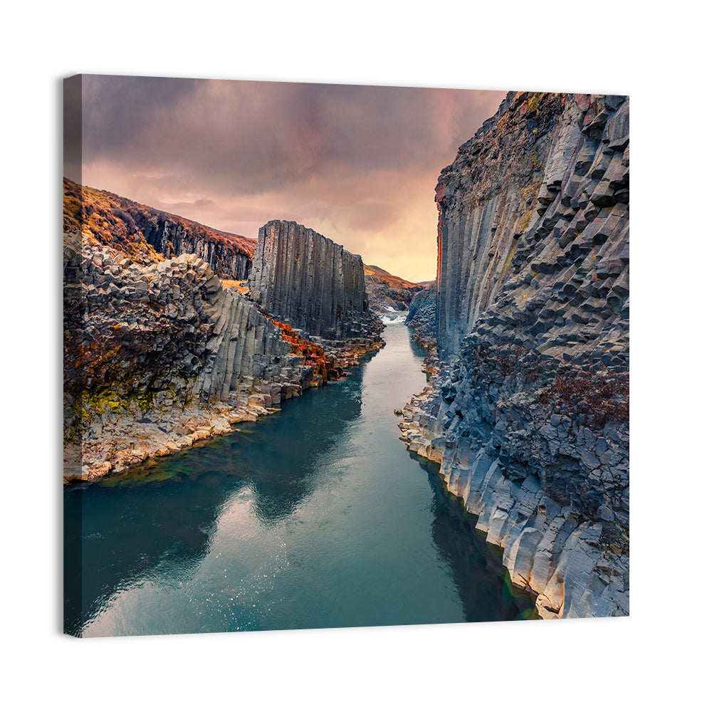 Studlagil Canyon at Sunset Wall Art