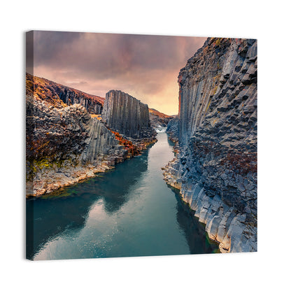 Studlagil Canyon at Sunset Wall Art