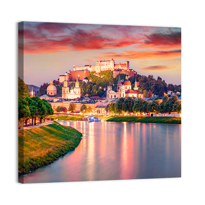 Hohensalzburg Fortress at Sunset Wall Art