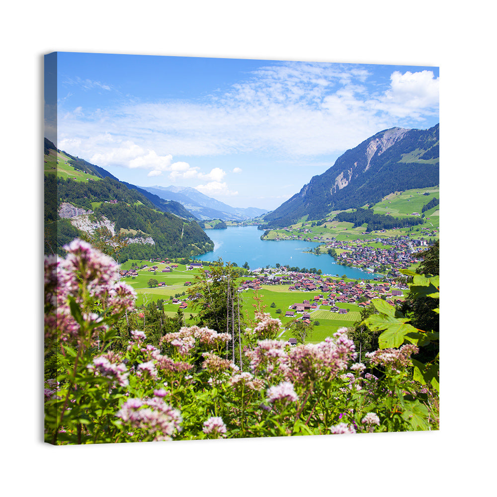 Lungern Village with Wildflowers Wall Art