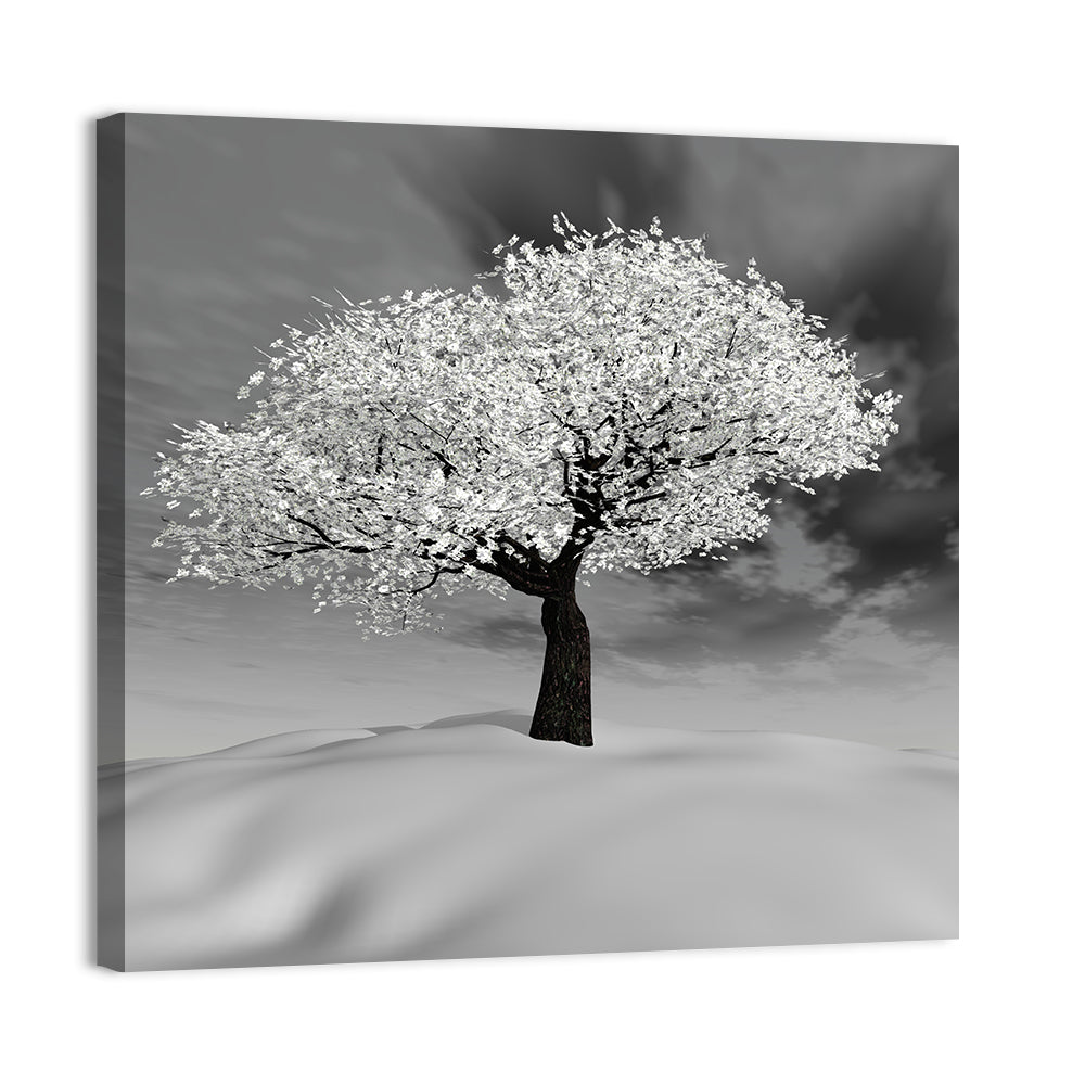Monochrome Cherry Tree in Winter Wall Art
