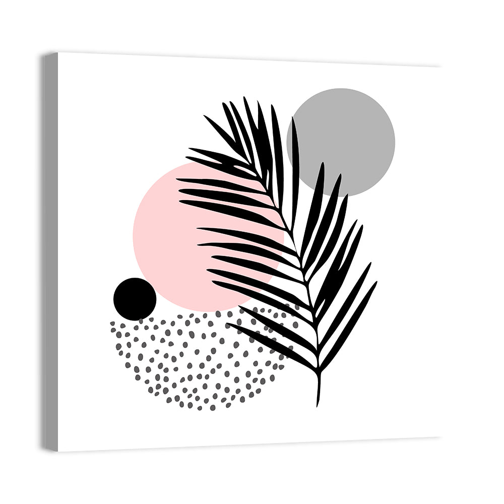 Pink Sun Moon Palm Leaf Illustration Wall Art