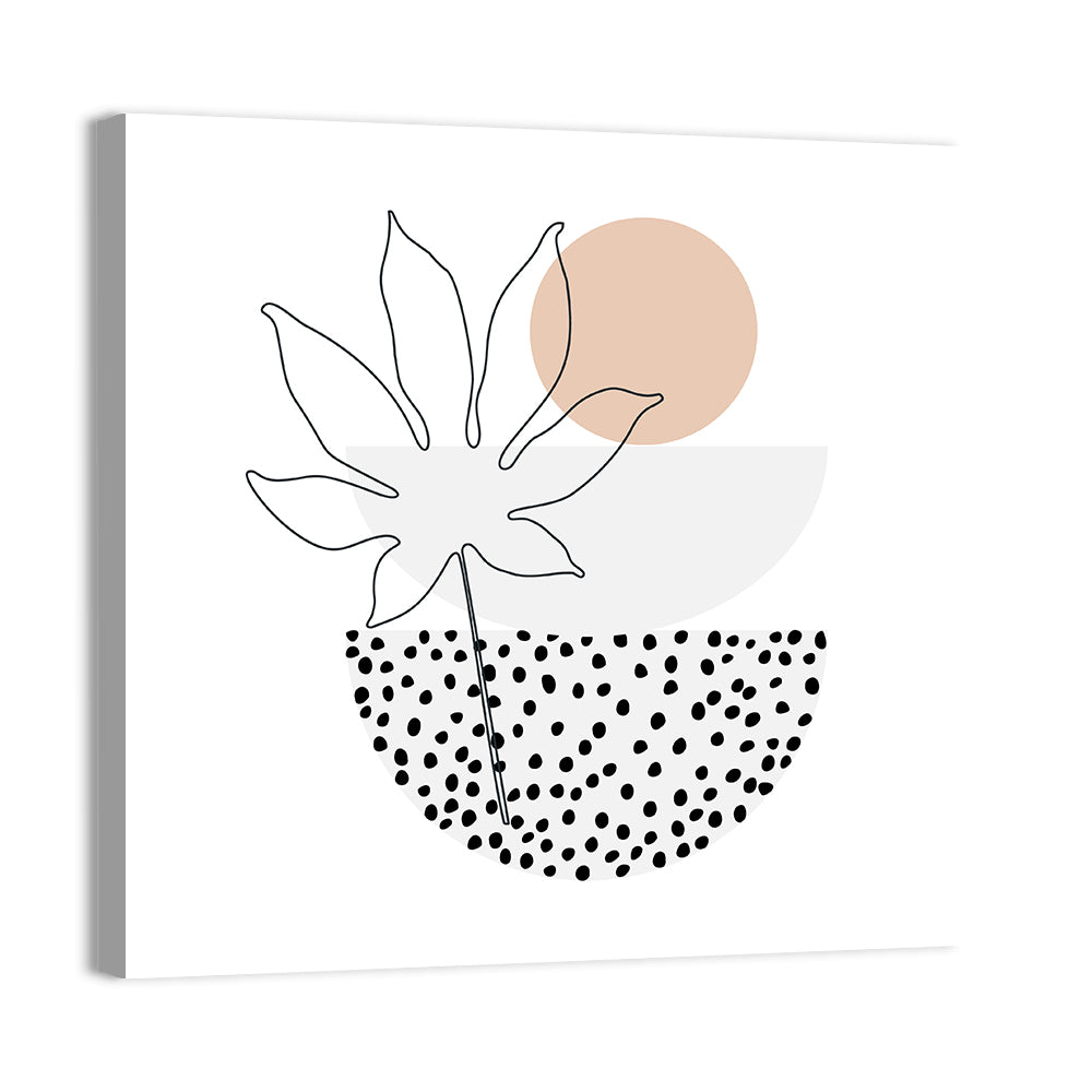 Palm Leaf with Peach Circle Illustration Wall Art