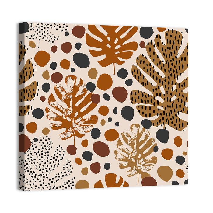 Monstera and Palm Leaf Pattern Wall Art as a canvas print