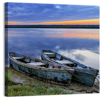 Chained Rowboats at Dusk Wall Art