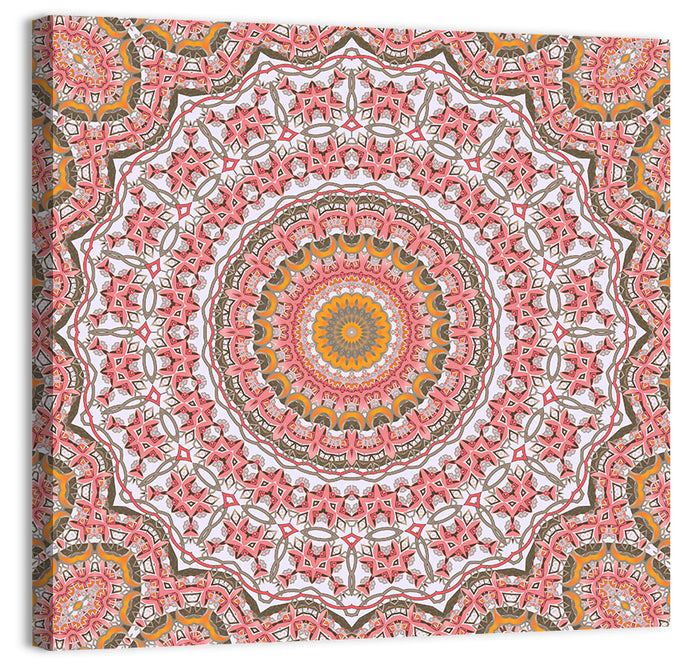 Pink Mosaic Mandala Wall Art as a canvas print