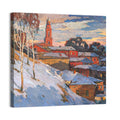 Snowy Village with Church Tower Wall Art