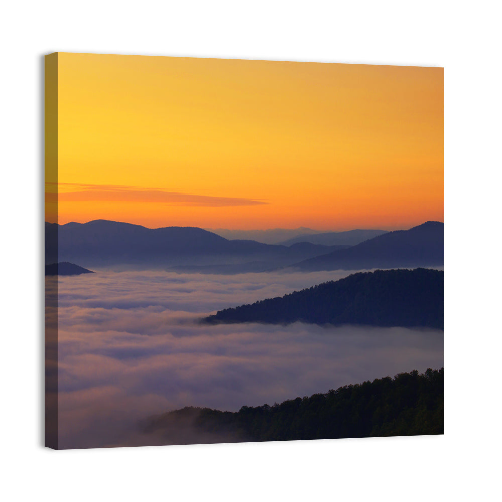 Cloud Sea Over Mountains at Golden Dawn Wall Art